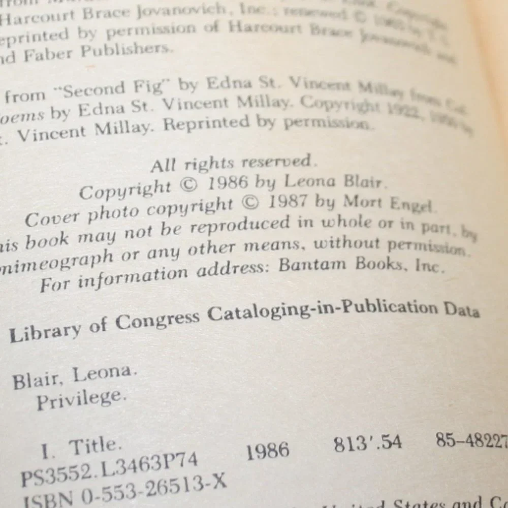 Leona Blair Privilege Paperback book 1986 (ba)